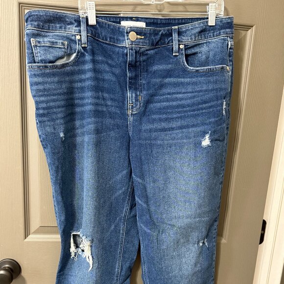 Lane Bryant 18 Distressed Boyfriend Jeans with Cuffed Hem - Picture 1 of 5